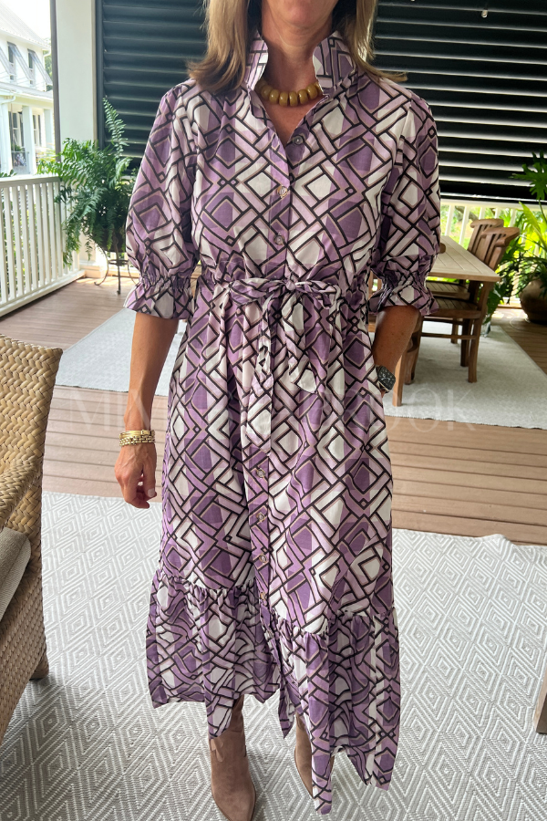 Dessie dress by Holly Shae, purple plaid print
