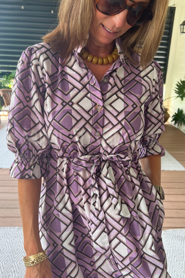 Dessie dress by Holly Shae, purple plaid print