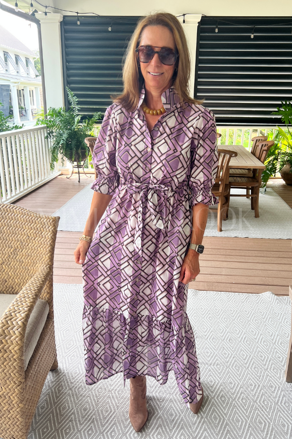 Dessie dress by Holly Shae, purple plaid print XS/S