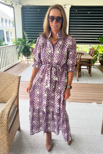 Dessie dress by Holly Shae, purple plaid print – Mimi Seabrook