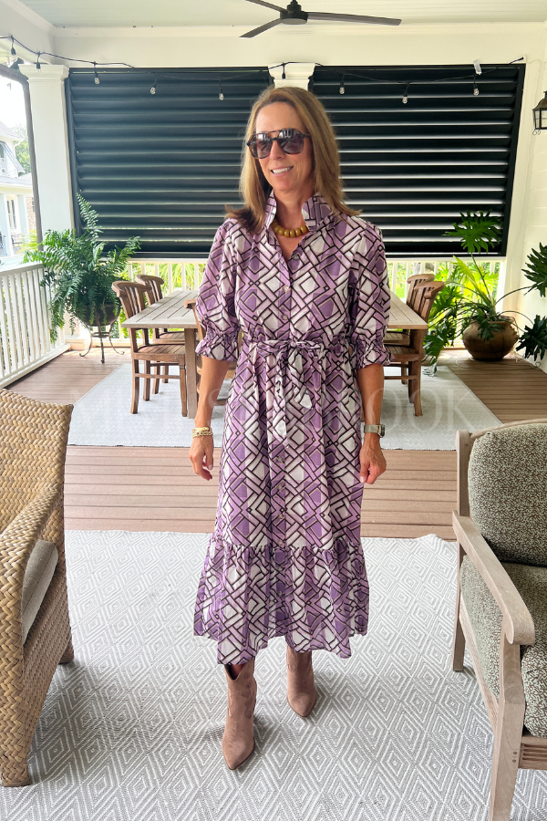 Dessie dress by Holly Shae, purple plaid print