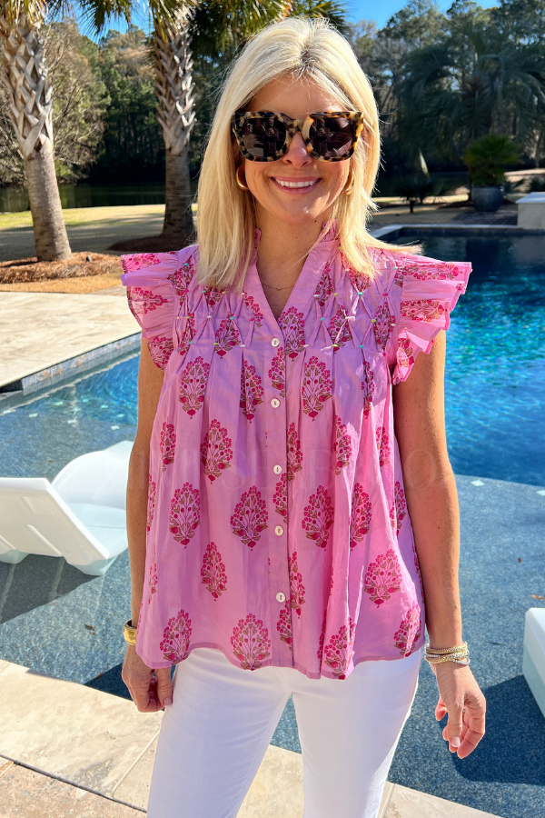 Doyle top, pink floral