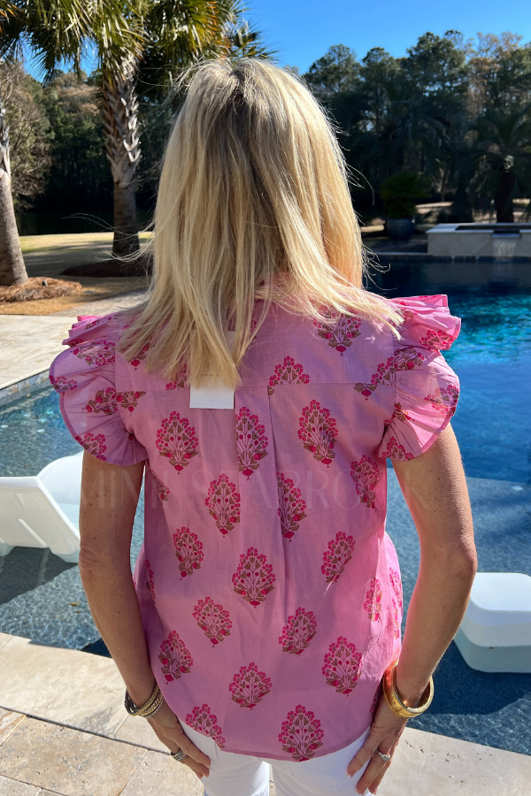 Doyle top, pink floral