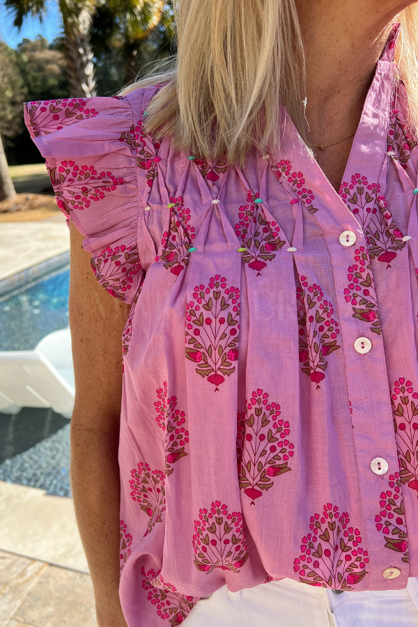 Doyle top, pink floral