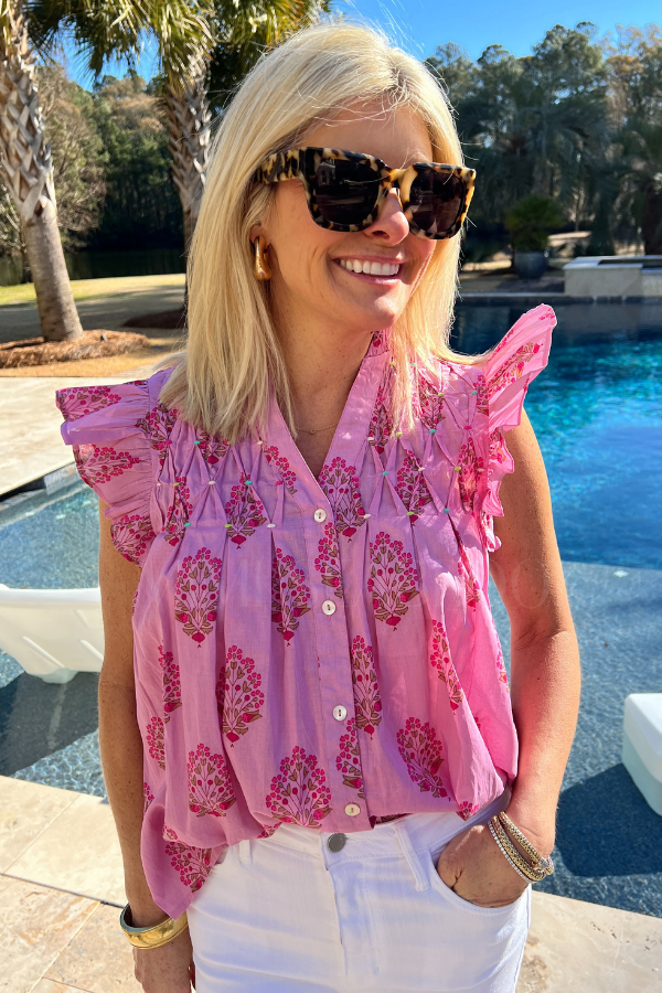 Doyle top, pink floral