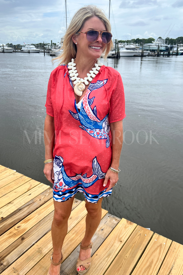Duck Key cover up Dress by King + Pitt, sunset tarpon print