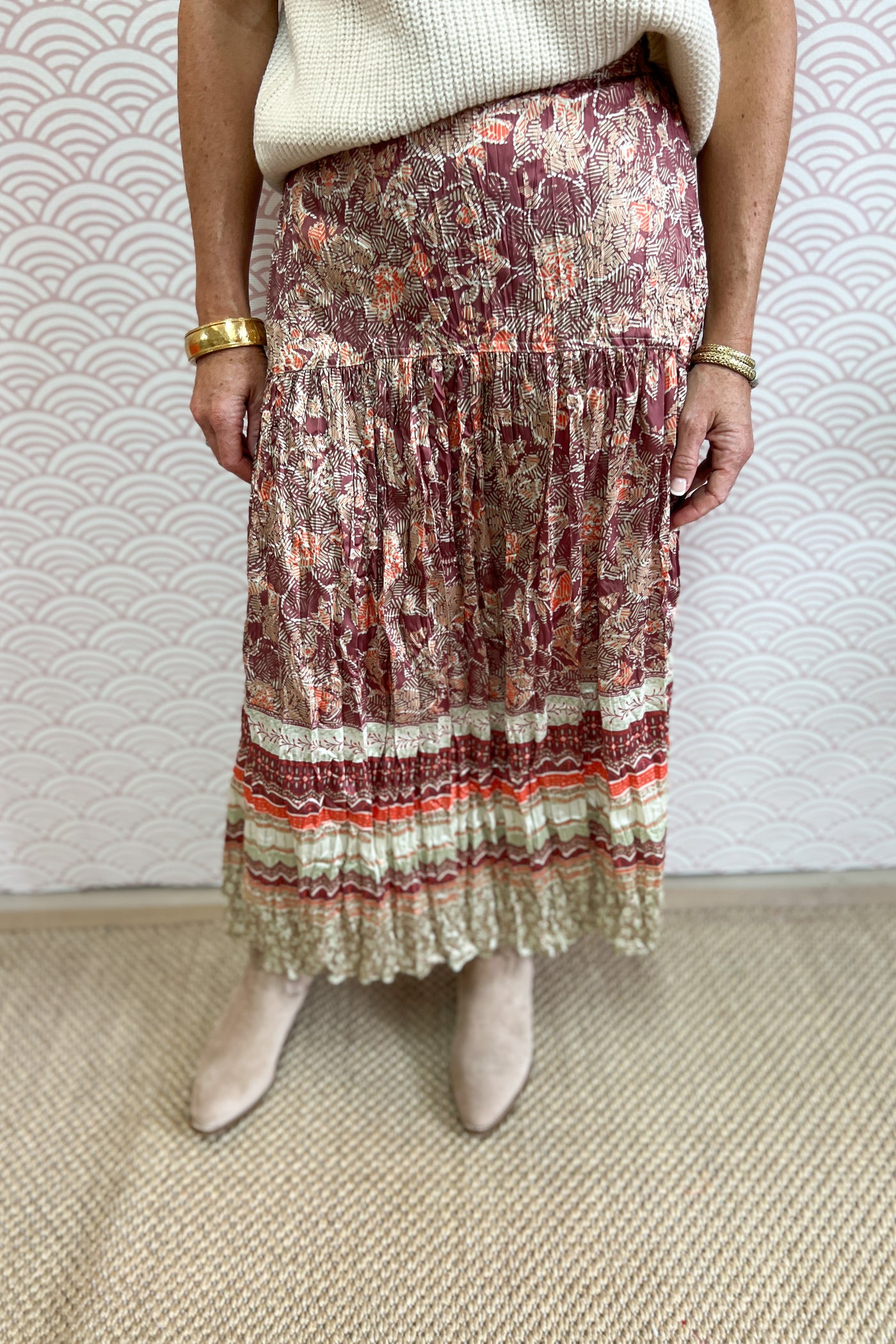 Hayes skirt, brick multi