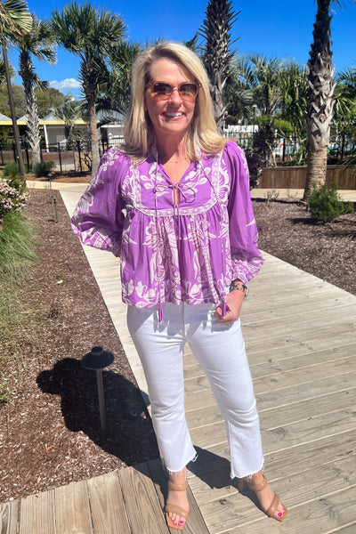 Sweet Garden Lilac Long Sleeved Blouse by Farm Rio