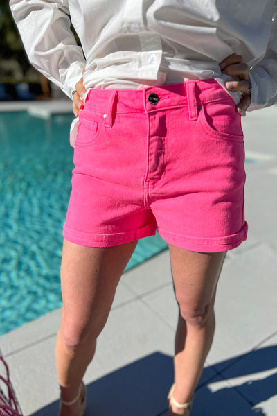 Franklin denim shorts, pink