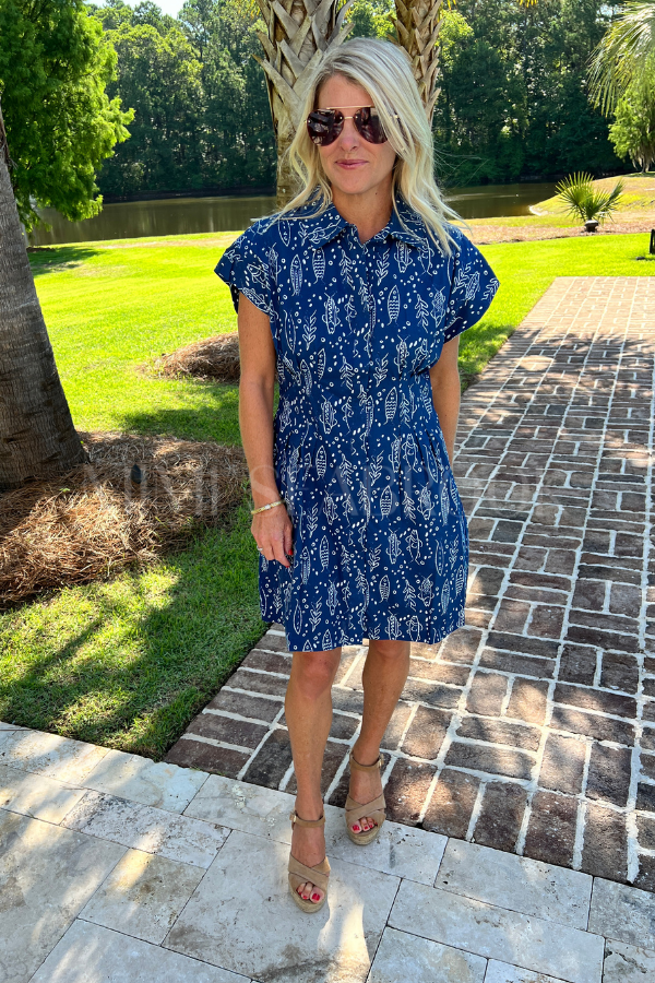 Elara dress, fish print