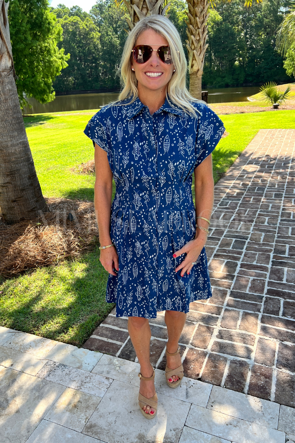 Elara dress, fish print