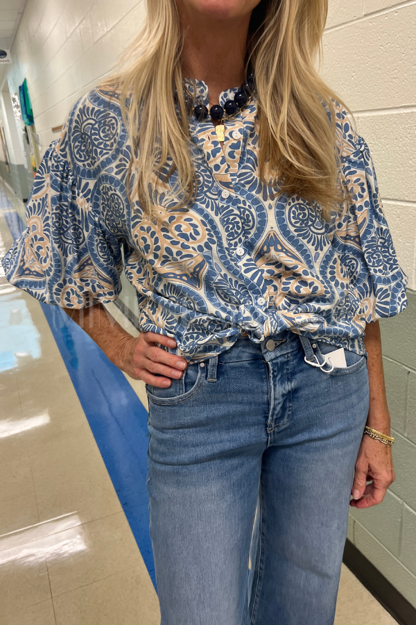 Elisha top, blue multi