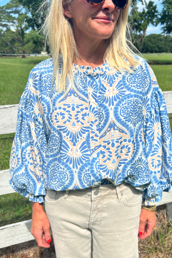 Elisha top, blue multi