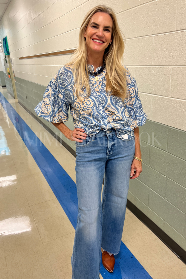 Elisha top, blue multi