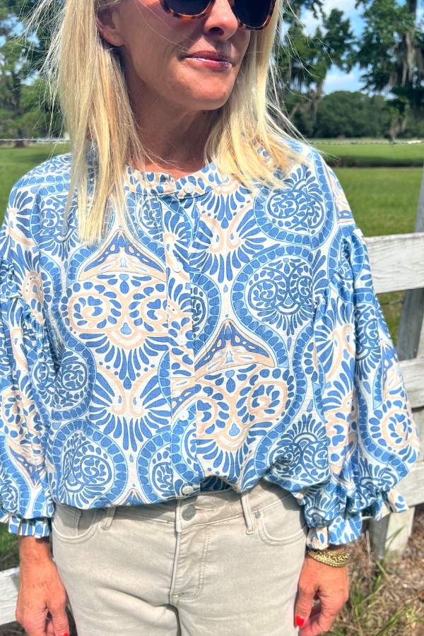 Elisha top, blue multi