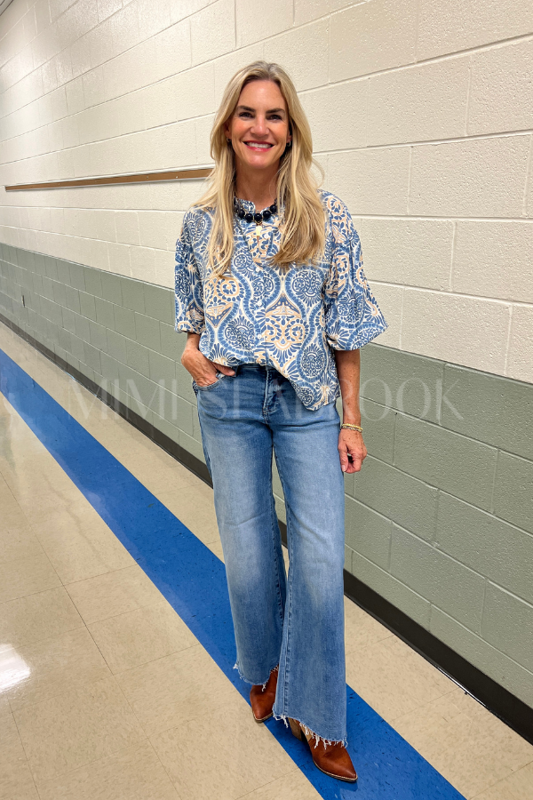 Elisha top, blue multi