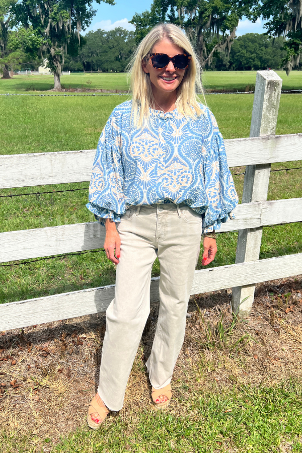 Elisha top, blue multi