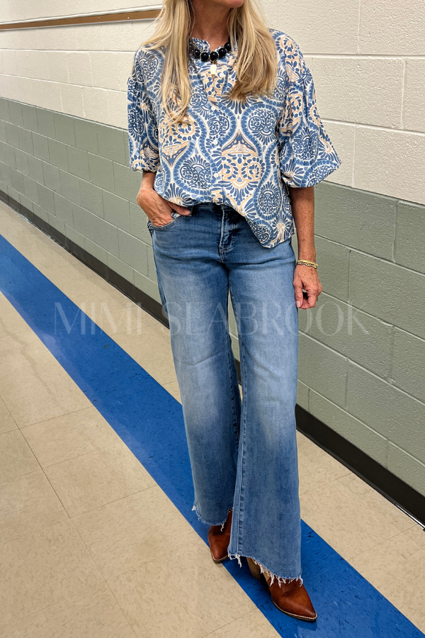 Elisha top, blue multi
