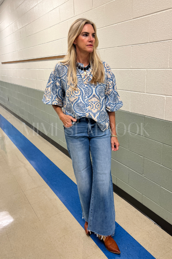 Elisha top, blue multi