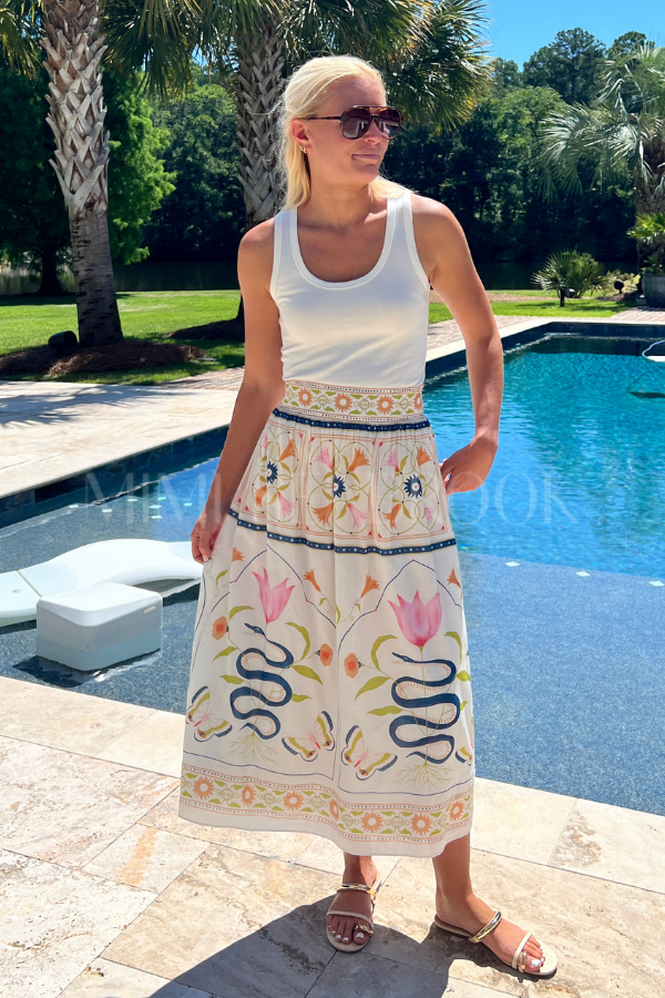 Elliott Maxi Skirt, Montecito Print by Cleobella