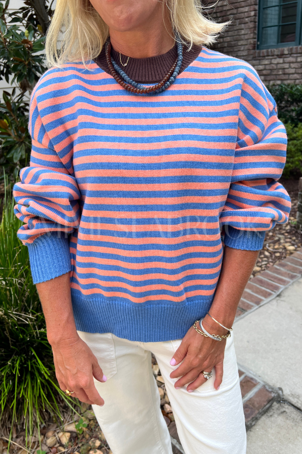 Elsie sweater, blue/peach