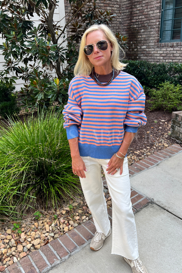 Elsie sweater, blue/peach