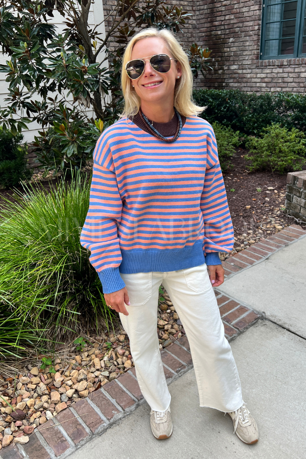 Elsie sweater, blue/peach