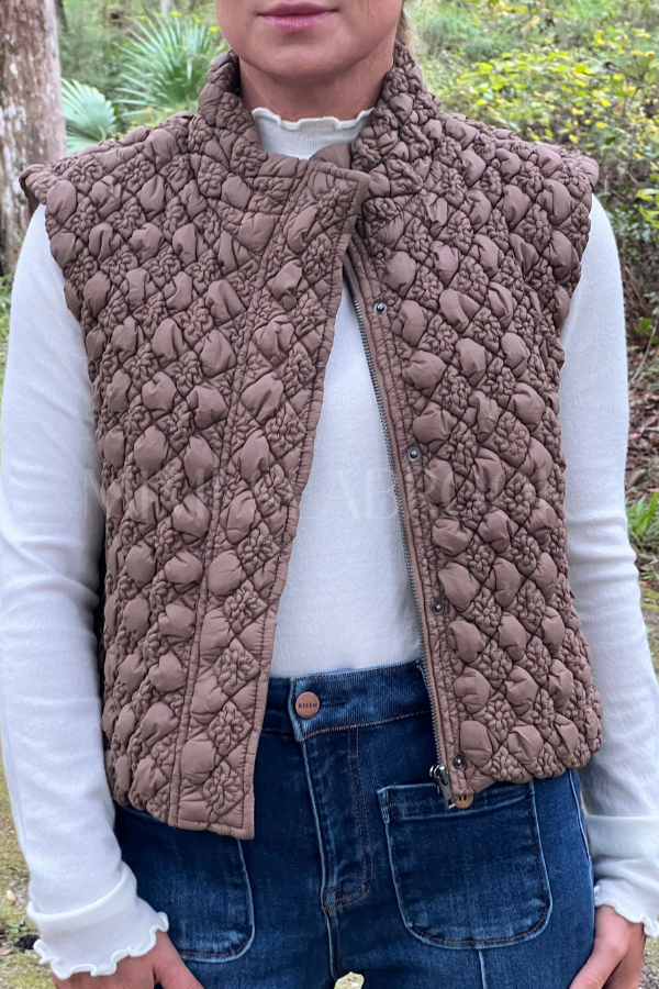Pre-order Emery vest, mocha ships Oct 15