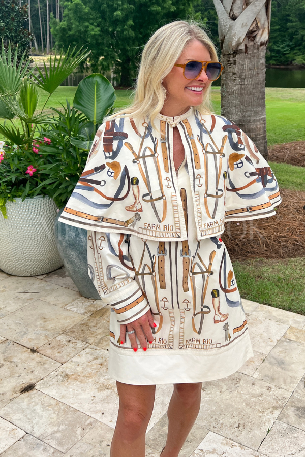 Equestrian Scarf Mini Cape Dress by Farm Rio