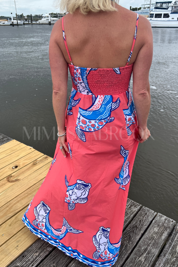 Exumas Dress by King + Pitt, sunset tarpon print