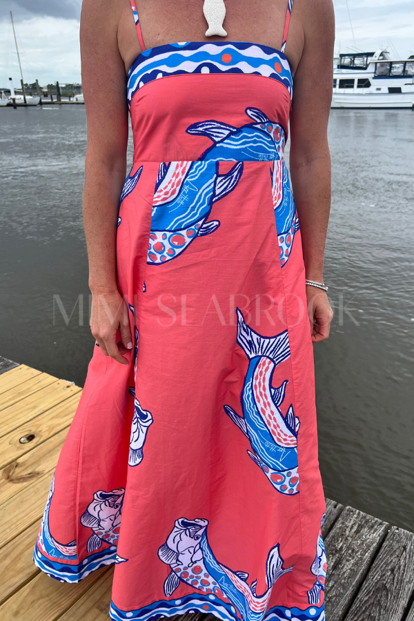 Exumas Dress by King + Pitt, sunset tarpon print