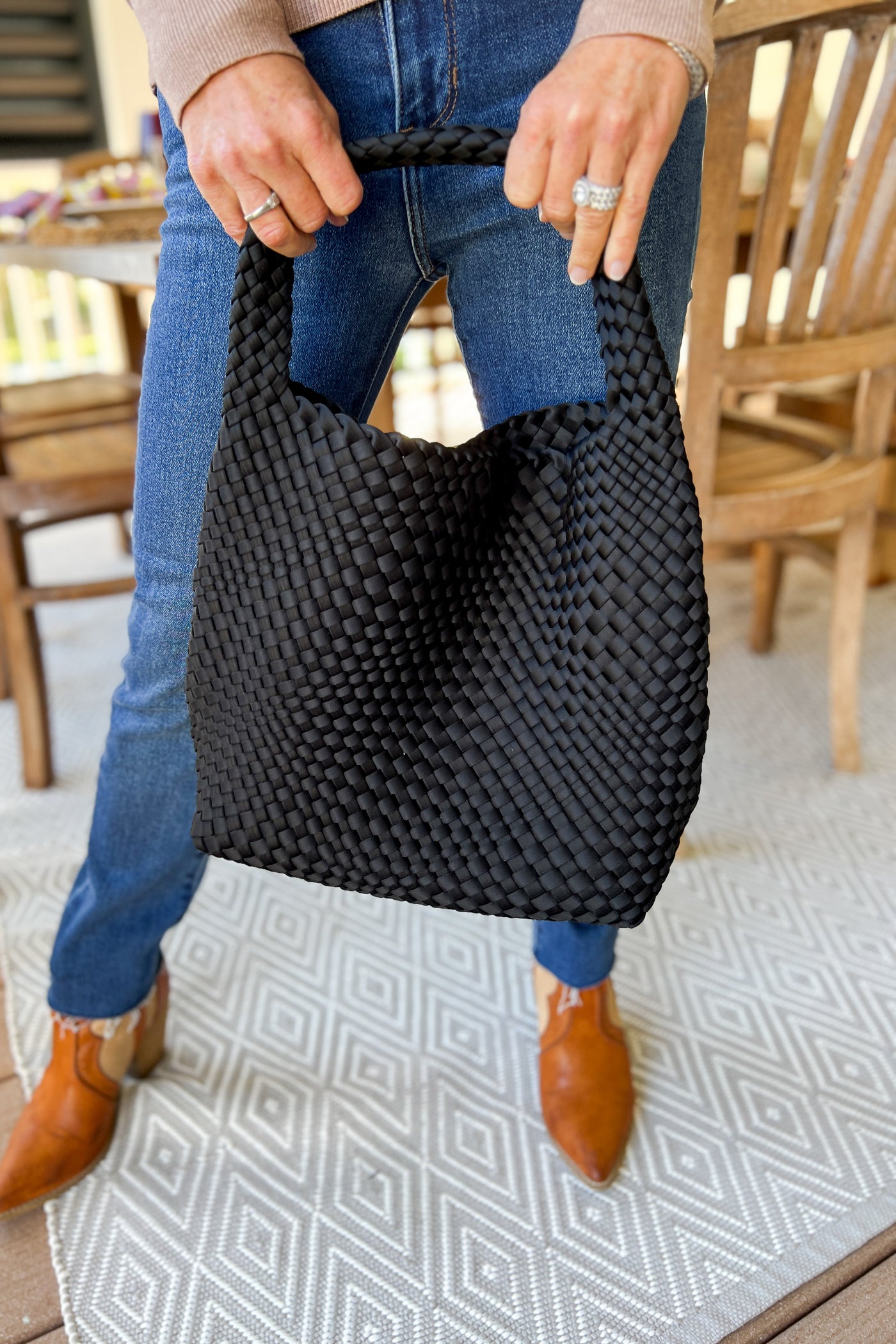 Woven Handbag, black