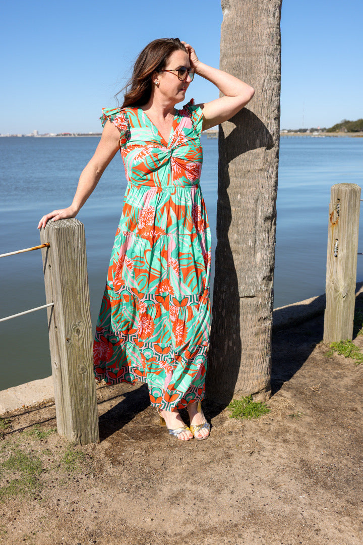 Grayton Beach Dress by King + Pitt, Flower Burst print