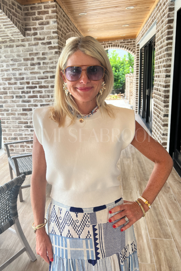 Fairbanks knit top, cream