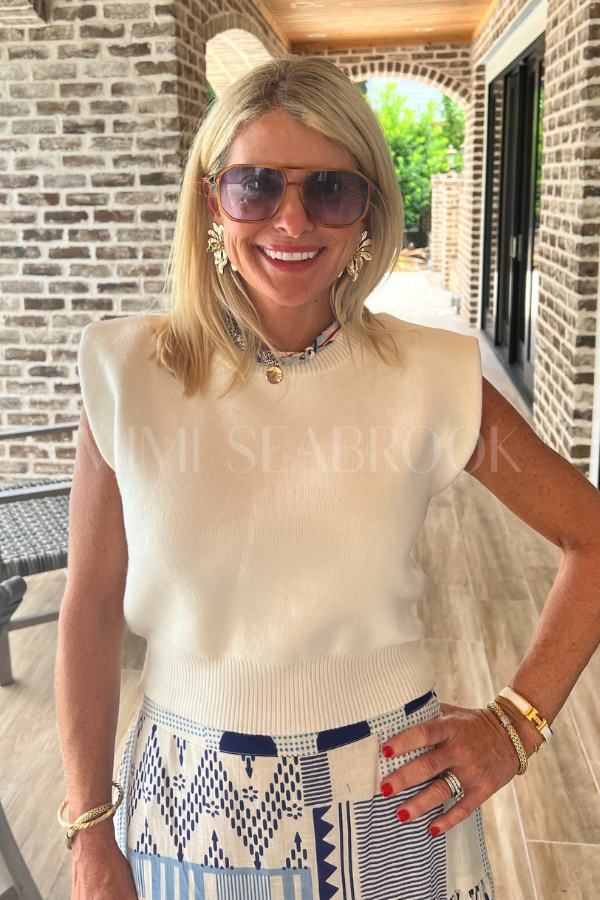 Fairbanks knit top, cream