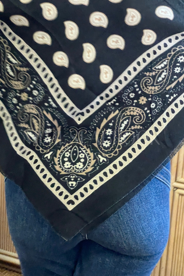 Fallon Bandana Scarf, black/camel