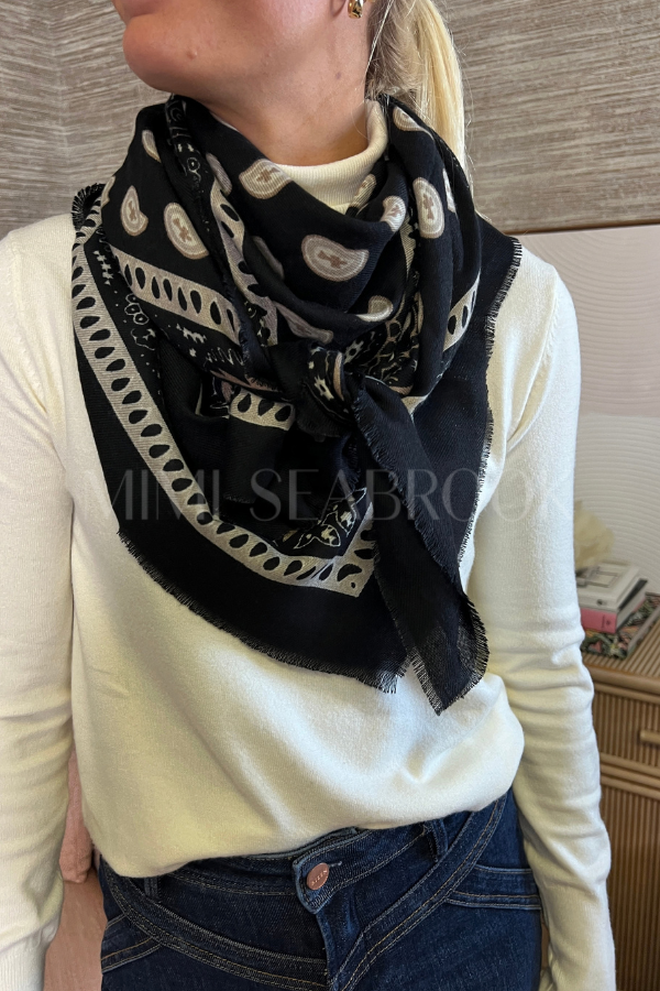Fallon Bandana Scarf, black/camel