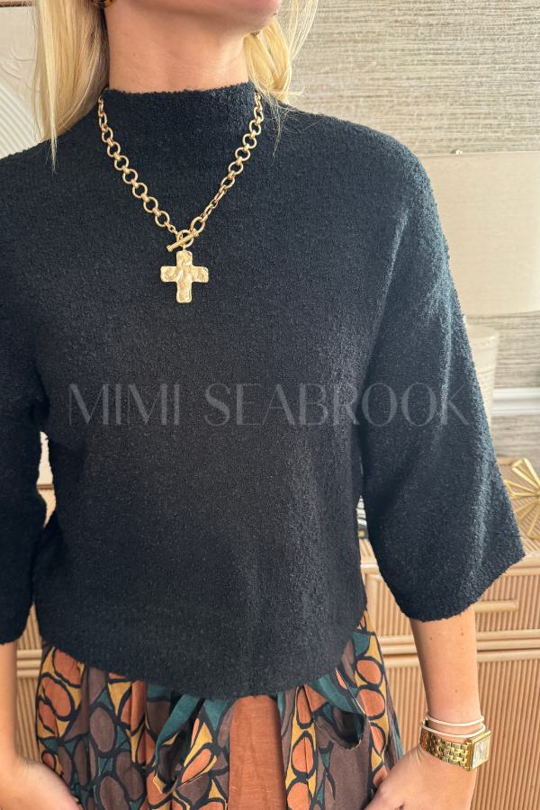 Faulkner sweater top, black