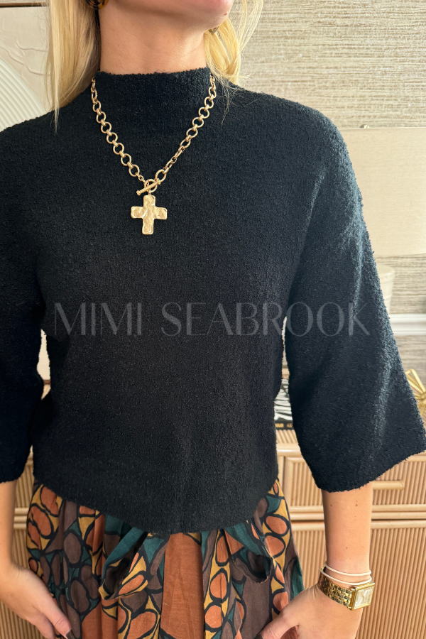 Faulkner sweater top, black