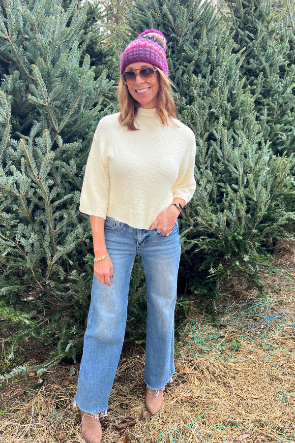 Faulkner sweater top, cream