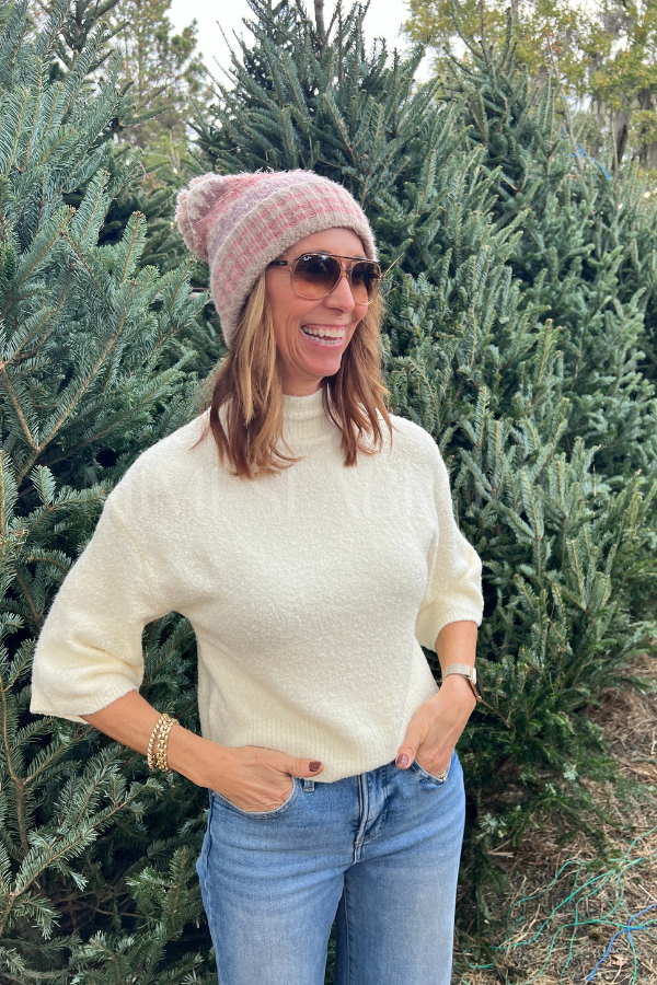 Faulkner sweater top, cream