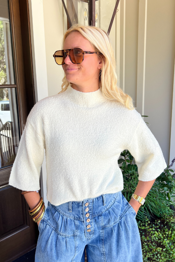 Faulkner sweater top, cream