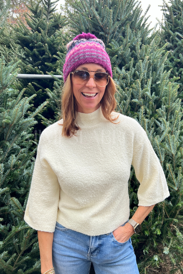 Faulkner sweater top, cream