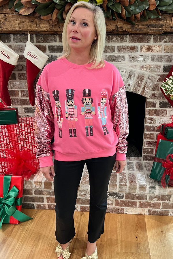 Festive Nutcracker sweatshirt top, pink