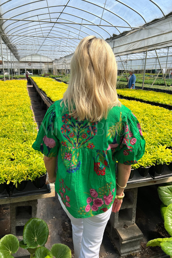 Finch top, green