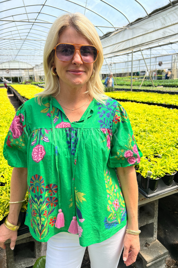 Finch top, green