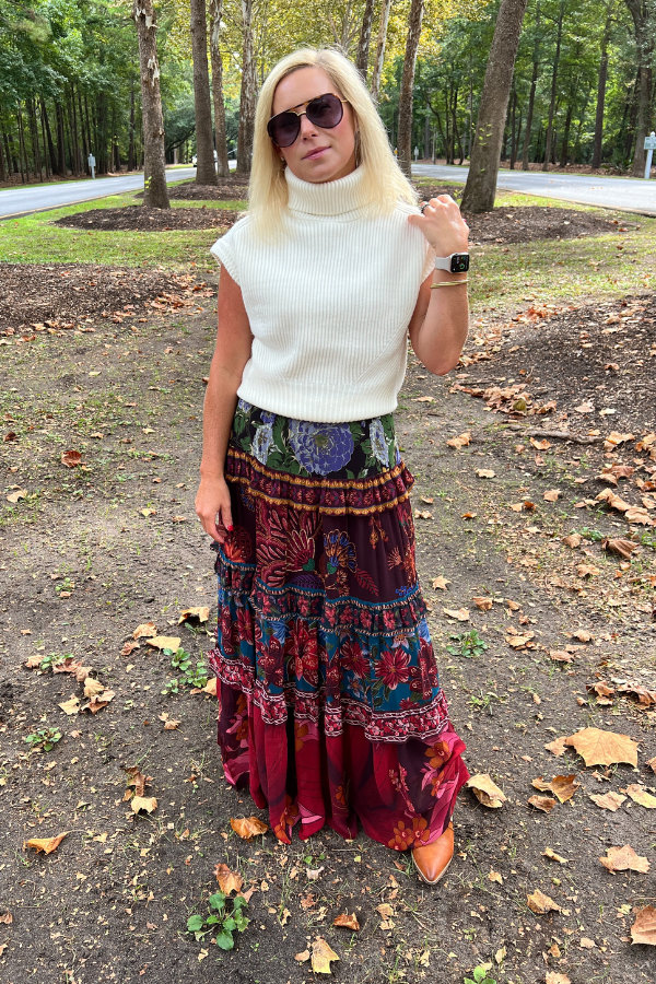 Floral Mix Ruffle Maxi Skirt by Farm Rio