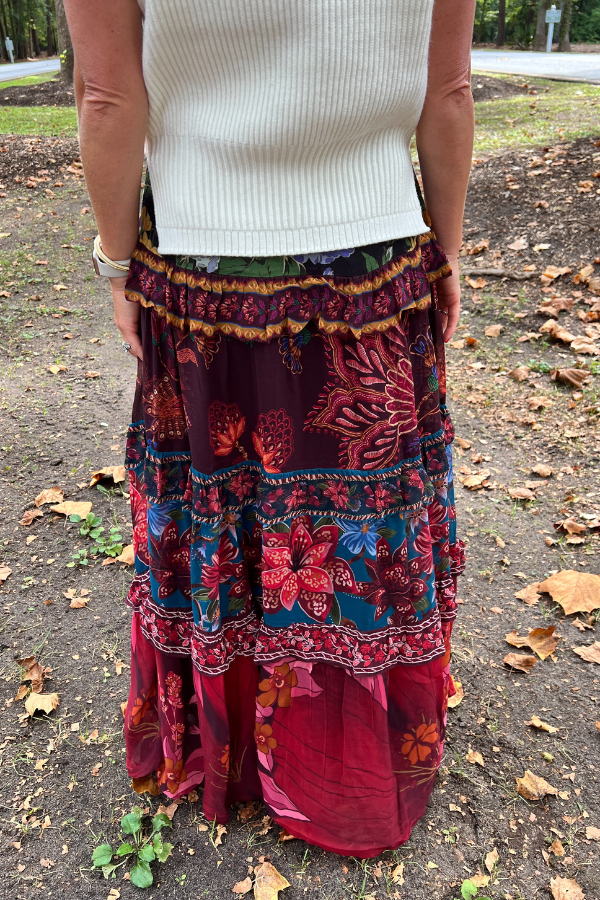 Floral Mix Ruffle Maxi Skirt by Farm Rio