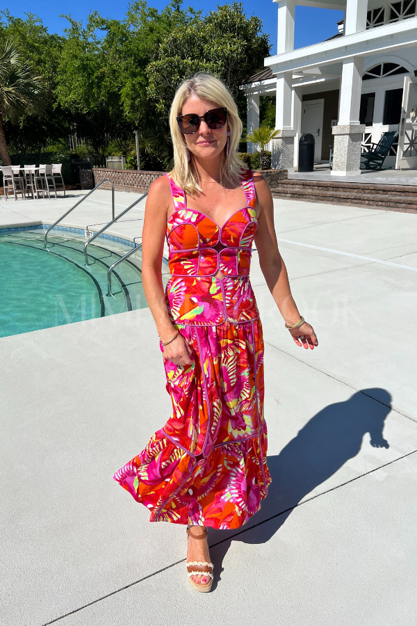 Flying Birds Orange Framed Skirt by Farm Rio