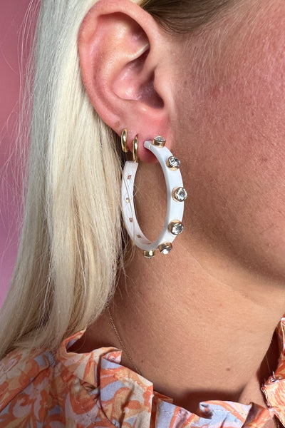 Landis Earrings, white